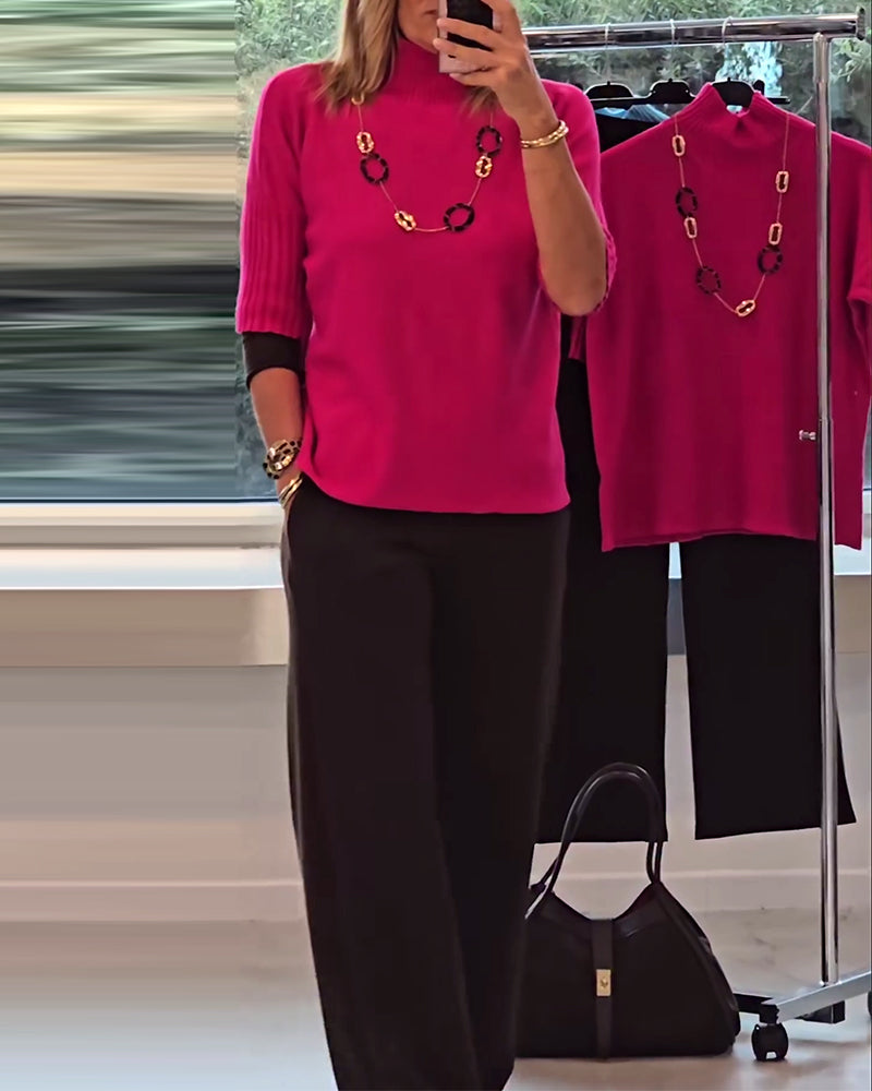 Cozy Solid Color Pullover Sweater for Everyday Wear