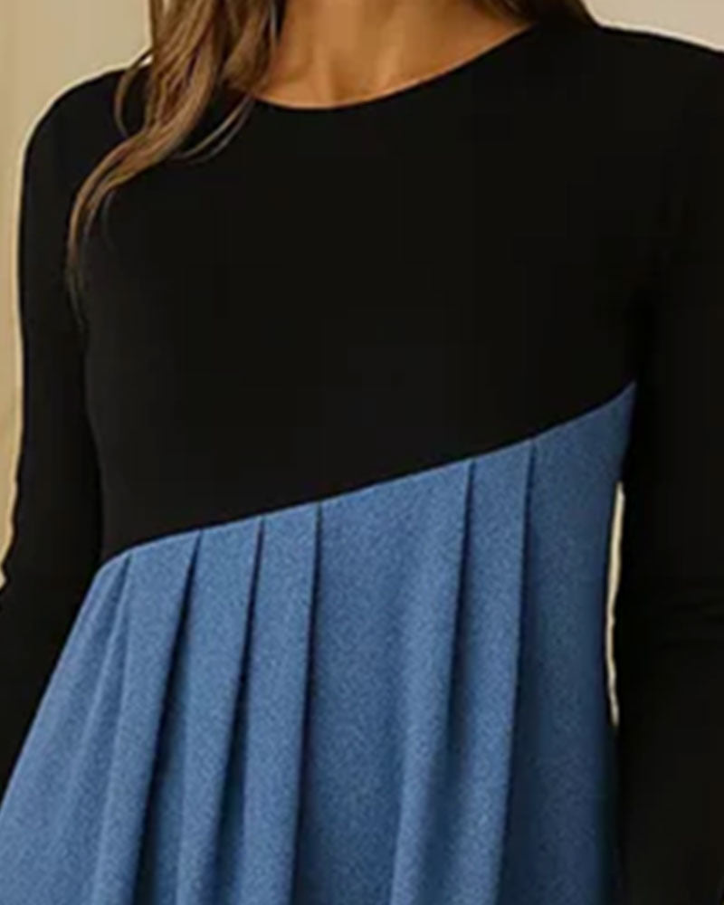 Color Block Round Neck Dress