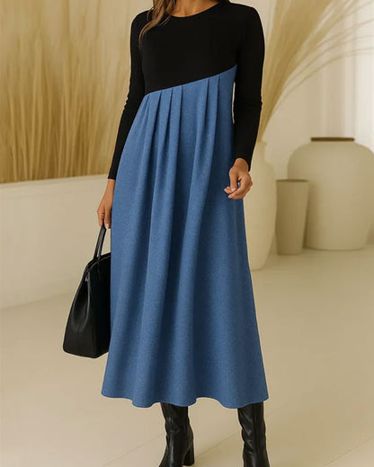 Color Block Round Neck Dress