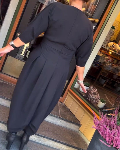 Slit Dress with Lantern Sleeves