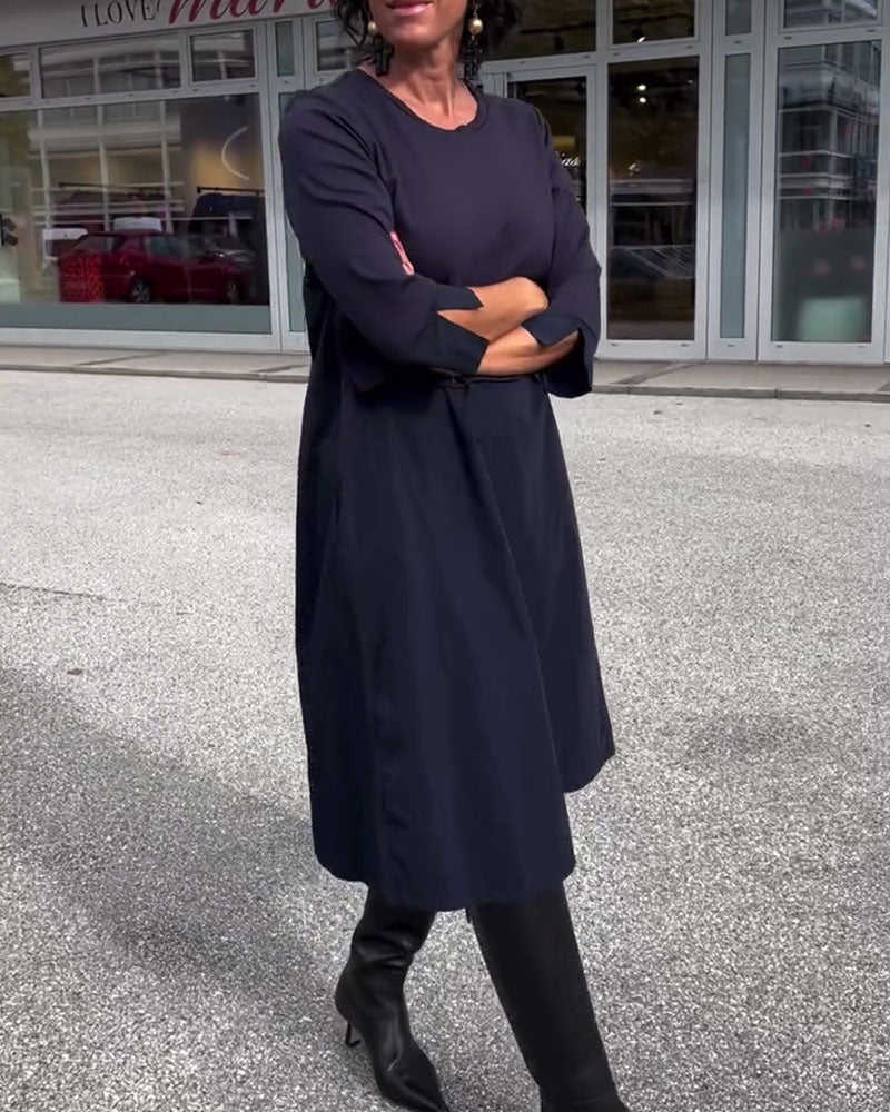 Chic Patchwork Round Neck Dress