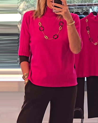 Cozy Solid Color Pullover Sweater for Everyday Wear