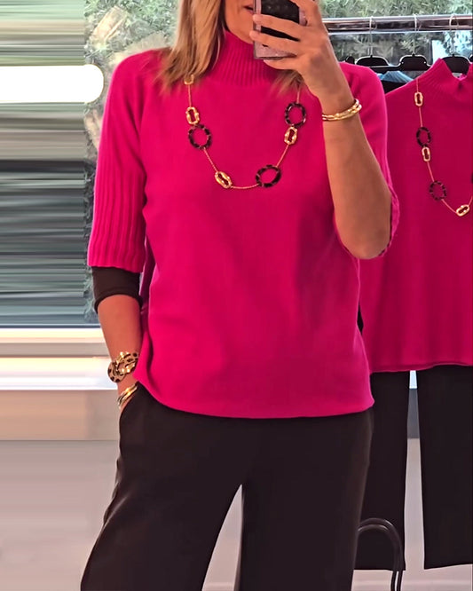 Cozy Solid Color Pullover Sweater for Everyday Wear