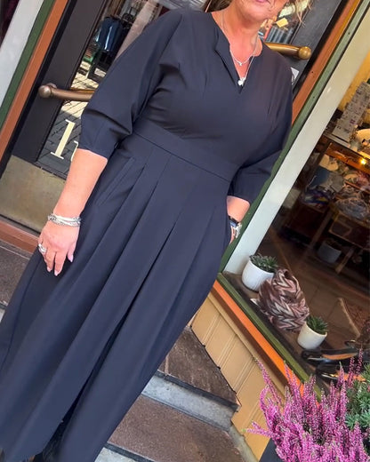 Slit Dress with Lantern Sleeves