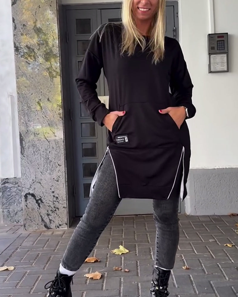 Casual Long-Sleeve Zipper Dress