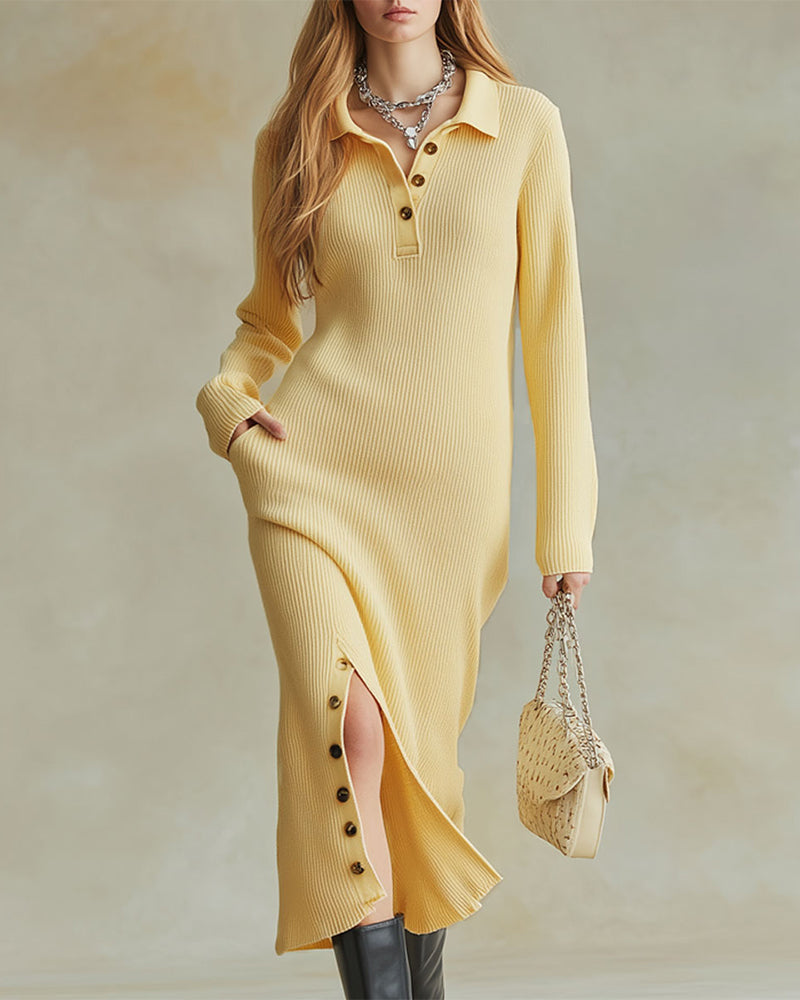 Chic Button-Detail Sweater Dress