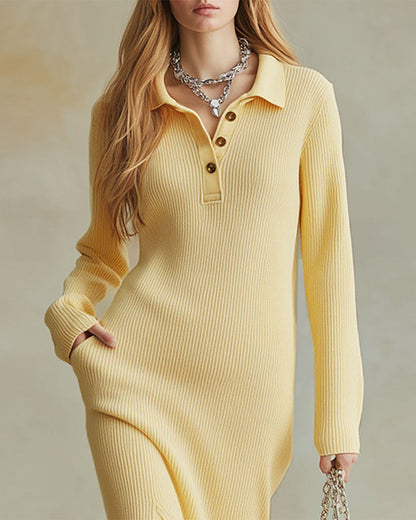 Chic Button-Detail Sweater Dress