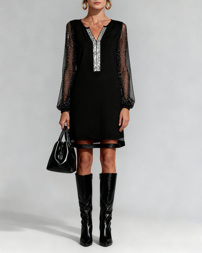 Chic V-Neck Rhinestone Gown