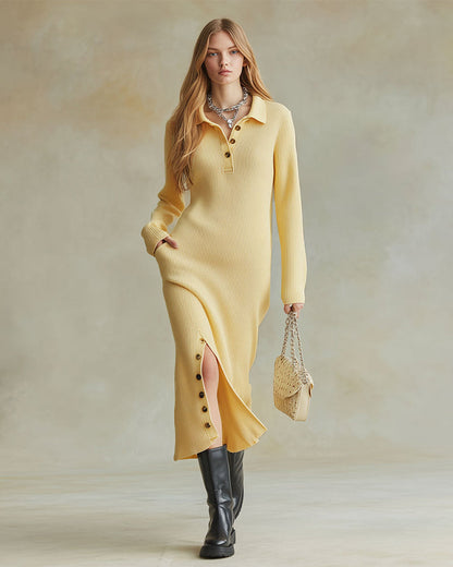 Chic Button-Detail Sweater Dress