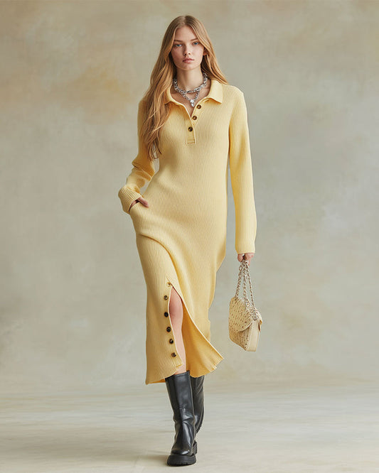 Chic Button-Detail Sweater Dress