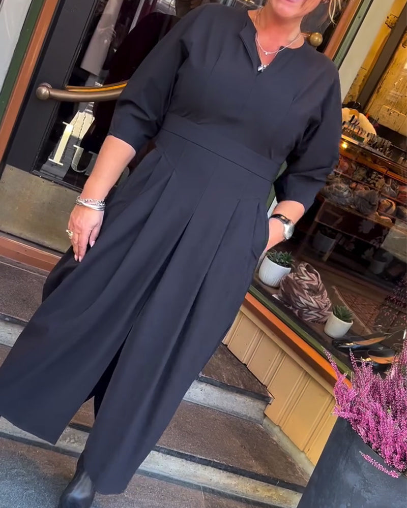 Slit Dress with Lantern Sleeves