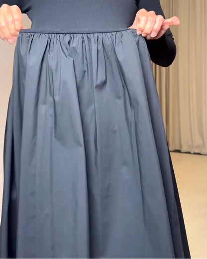 Chic Patchwork Dress with Round Neckline